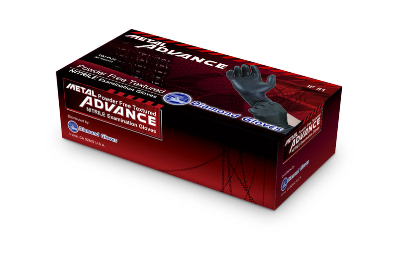 Guante de nitrilo negro metal Advance Talla S #IF51 Caja con 100 piezas