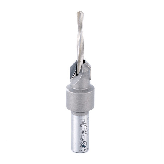 Amana Tool 55202 Avellanador con punta de carburo #6 Tornillo 3/8 D x 1/8 Taladro D x 5/16 Redondo SHK