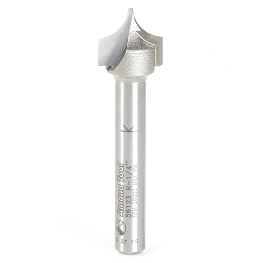 Carbide Tipped Point Cutting Roundover 1/4 R x 1/2 D x 1/2 CH x 1/4 SHK x 2 Inch Long Router Bit for Beadboards,Amana Tool 56123