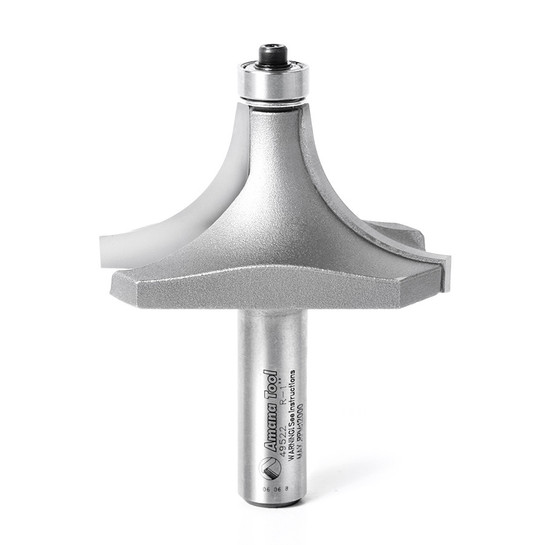 Carbide Tipped Corner Rounding 1 R x 2-1/2 D x 1-1/4 CH x 1/2 Inch SHK w/ Lower Ball Bearing Router Bit, Amana Tool 49522 