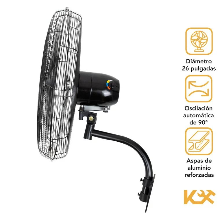 Ventilador De Pared Industrial 26 Pulgadas Aluminio Kingsman- modelo FWL26