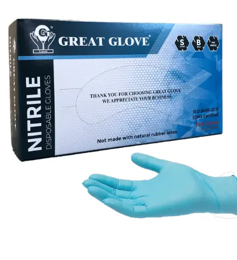[QA-GRGLL] Guantes premium Nitrilo libre de polvo 5 mil Talla L (Great Gloves) Caja