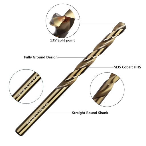 [QA-BROC1/8] Brocas de cobalto de 1/8 pulgadas,para metal duro, acero inoxidable, hierro fundido, madera y plástico.