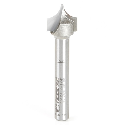 [QA-56123] Carbide Tipped Point Cutting Roundover 1/4 R x 1/2 D x 1/2 CH x 1/4 SHK x 2 Inch Long Router Bit for Beadboards,Amana Tool 56123