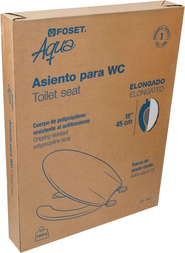 [QA-AWC-45B] Asiento para inodoro, medida 17.7 in, color blanco.