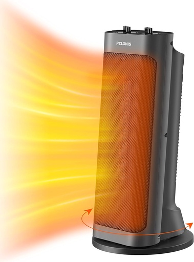 [QA-PTH15A2BGB] Calentador eléctrico de 1500 W, termostato programable, oscilación generalizada, protección contra sobrecalentamiento y contra interruptores, medidas 7,72" x 7,72" x 18" (Marca PELONIS)