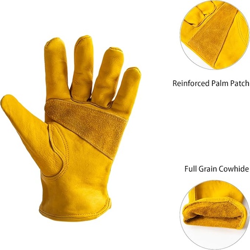 [QA-S240318] Guante de carnaza de alta resistencia Talla S, trabajo pesado (Par)