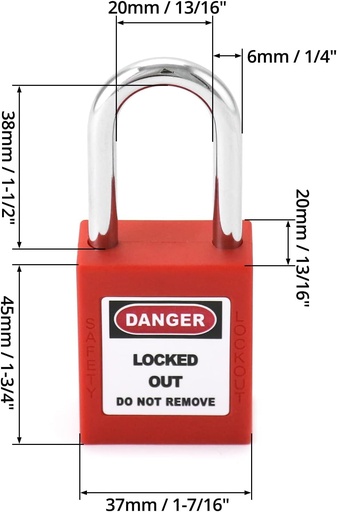 [QA-SBL-ROJO] Candado dielectrico de seguridad Loto para la estación de kits de bloqueo y etiquetado