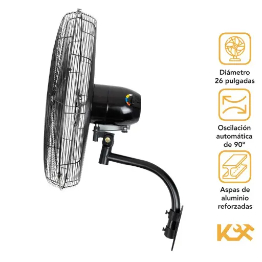 [QA-FWL26] Ventilador De Pared Industrial 26 Pulgadas Aluminio Kingsman- modelo FWL26