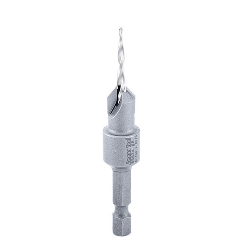 [QA-55624] Avellanador cónico #8 Tornillo 3/8 de diámetro x 7/64 Dril, Amana con punta de carburo 82°